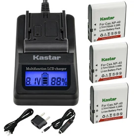 Kastar Battery LCD Fast USB Charger for Casio NP-40 Casio Exilim Zoom EX-Z40