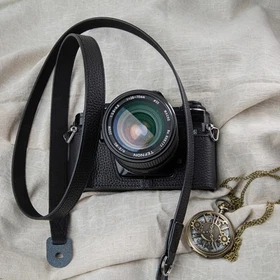 For Minolta X700 X570 Genuine Leather Half Camera Case Bag Cover Shoulder Strap