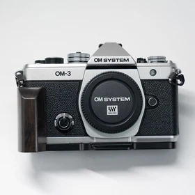 Handmade Wooden handle Grip L Plate Alloy Base for OLYMPUS OM SYSTEM OM-3 Camera