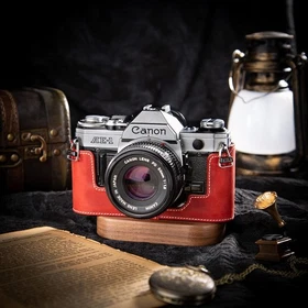 For Canon AE-1 AE-1P Camera collocation Real Leather Half Camera Case Bag Cover