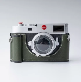 Genuine Leather Handmade Camera HandGrip Half Case Bag Cover For Leica M11P/MEV1
