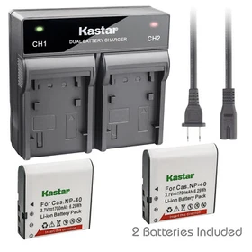 Kastar Battery Rapid Charger for Casio NP-40 Casio Exilim Zoom EX-Z40 Camera
