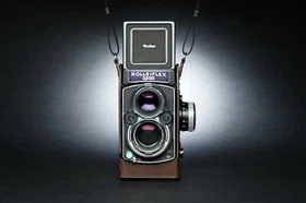 Real Leather Half Camera Case Bag Cover for Rolleiflex 2.8GX with Scissor Clip