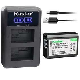 Kastar Battery LED2 USB Charger for Sony NP-FW50 & Sony ZV-E10 Mirrorless Camera