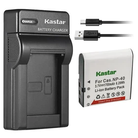 Kastar Battery Slim USB Charger for Casio NP-40 Casio Exilim Zoom EX-Z40 Camera