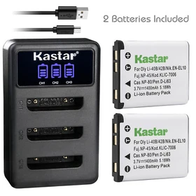 Kastar Battery Triple Charger for Olympus Li-40B Li-42B & Olympus FE-360 Camera