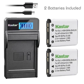 Kastar Battery LCD Charger for Fujifilm NP-45 NP-45A BC-45 & Fuji instax Mini 70