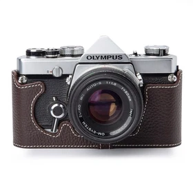 For Olympus OM-1/1N OM-2/2N OM-4/4TI OM-3 Genuine Leather Half Camera Case Brown