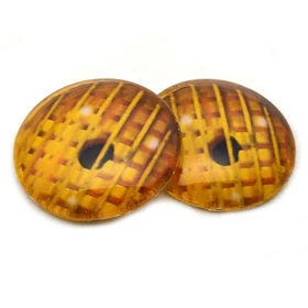 Pair Golden Yellow Robot Droid Glass Eyes Jewelry Dolls Flatback Cabochons