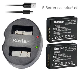 Kastar Battery Dual USB Charger for Fuji NP-W126 BC-W126 & Fujifilm X-T30 Camera