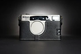 Genuine Real Leather Half Camera Case Bag Cover for Nikon 35Ti 28Ti