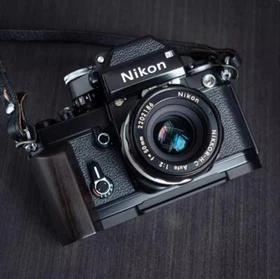 Wood L Hand Grip Handle For Nikon F2 F2A F2AS Camera w/Aluminum Alloy Baseplate
