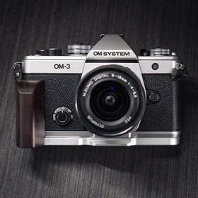 Handmade Wooden handle Grip L Plate Alloy Base for OLYMPUS OM SYSTEM OM-3 Camera
