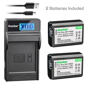 Kastar Battery LCD Charger for Sony NP-FW50 BCTRW & Sony ILCE-5100 Alpha a5100