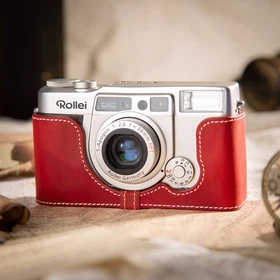 Handmade Genuine Real Leather Half Camera Case Bag Cover For Rollei AFM35