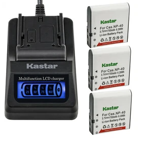 Kastar Battery LCD Quick USB Charger for Casio NP-40 Casio Exilim Zoom EX-Z40