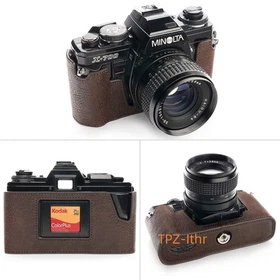 For Minolta X-700 X-570 Handmade Genuine Real Leather Half Camera Case Bag Cover