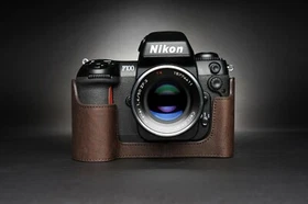 Genuine Real Leather Half Camera Case Bag Cover for Nikon f100 Film Camera