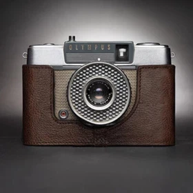 Handmade Genuine Leather Half Camera Case Bag Cover For Olympus PEN EE EE2 EE3