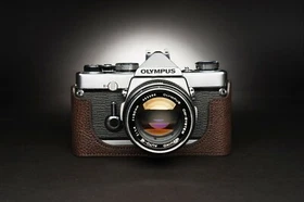 Real Leather Half Camera Case Bag Cover for Olympus OM1 OM2n OM3 OM4Ti