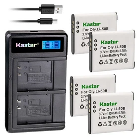Kastar Battery LCD Dual Charger for Olympus Li-50B LI50C Stylus 9000 Stylus 9010