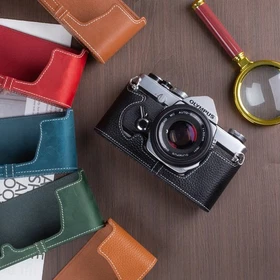 For Olympus OM-1/OM3/OM10 Handmade Real Leather Half Camera Case Bag Covers
