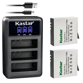 Kastar Battery LCD Triple Charger for Xiaomi YI AZ16-1 AZ16-2 & Xiaomi YI 360 VR