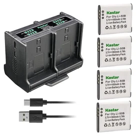 Kastar Battery Quadruple Charger for Olympus Stylus 1020, 1030SW, Stylus 9000