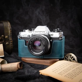 Genuine Leather Half Camera Case Bag Shoulder Strap For Olympus OM10 OM20 OM30