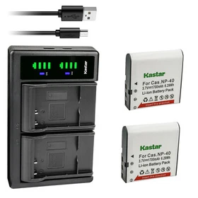 Kastar Battery LTD2 USB Charger for Casio NP-40 Casio Exilim Zoom EX-Z40 Camera