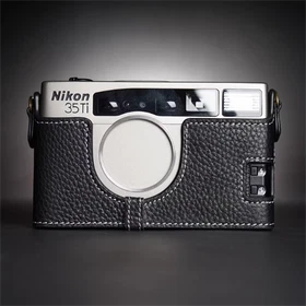 Handmade Genuine Real Leather Half Camera Case Bag Cover For Nikon 35Ti 28TI