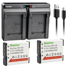 Kastar Battery Dual USB Charger for NP-130 & Casio Exilim EX-ZR1000 EX-ZR1000BK