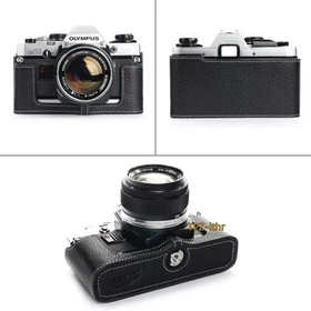 For Olympus OM10 OM20 OM30 Handmade Genuine Real Leather Half Camera Case Bag