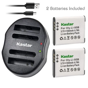 Kastar Battery Dual Charger for Olympus Li-50B & Stylus 1020 Stylus 1030SW XZ-1
