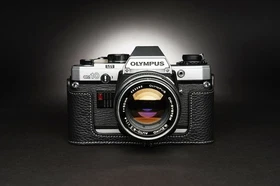 Real Leather Half Camera Case Bag Cover Olympus OM10 OM20 OM30 Film Camera Part