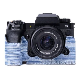 Vintage Denim Half-Wrap Camera Case Protector for Fuji X-H2S XH2S Case