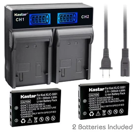 Kastar Battery LCD Rapid Charger for Kodak KLIC-5001 & EasyShare DX7440 Camera