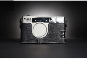 Real Leather Camera Half Case Protective Pouch + Hand Strap for Nikon 28Ti 35Ti