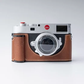 Genuine Leather Handmade Camera HandGrip Half Case Bag Cover For Leica M11P/MEV1
