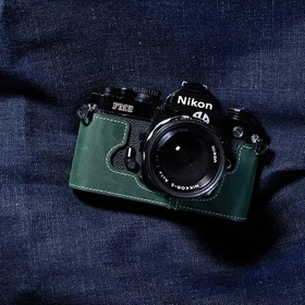 Handmade Genuine Real Leather Half Camera Case Bag Cover For Nikon FM2 FE2