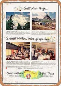 METAL SIGN - 1952 Great Northern Trains: Empire Builder, Western Star.