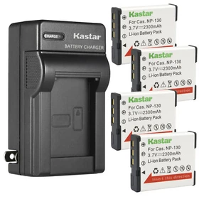 Kastar Battery AC Wall Charger for NP-130 & Casio Exilim EX-ZR1000 EX-ZR1000BK