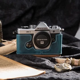 For Olympus OM SYSTEM OM3 Handmade Genuine Leather Half Camera Case Bag Cover