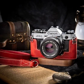 Handmade Genuine Leather Half Case Bag Cover Shoulder Strap For Canon AE-1 AE-1P