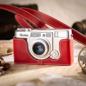Handmade Genuine Leather Half Case Bag Cover Shoulder Strap For Rollei AFM35