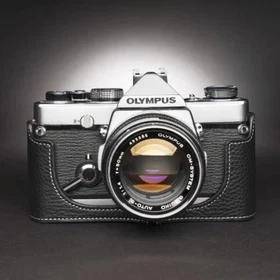 Genuine Leather Half Case Bag Cover For Olympus OM1 OM2n OM3 OM4Ti Film Camera