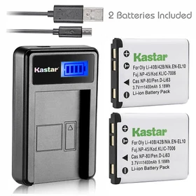 Kastar Battery LCD Charger for Fuji NP-45 NP-45A & Instax Mini 70 instax Mini 90