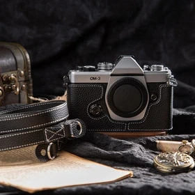 For Olympus OM-3 OM SYSTEM Camera Bag Leather Dock Case Base Protection Cover