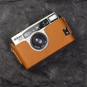 Handmade Genuine Real Leather Half Camera Case Bag Cover For Nikon 35Ti 28TI