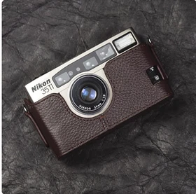 Handmade  Genuine Leather Case Cover for Nikon 28Ti 35Ti Camera Black/Brown NEW